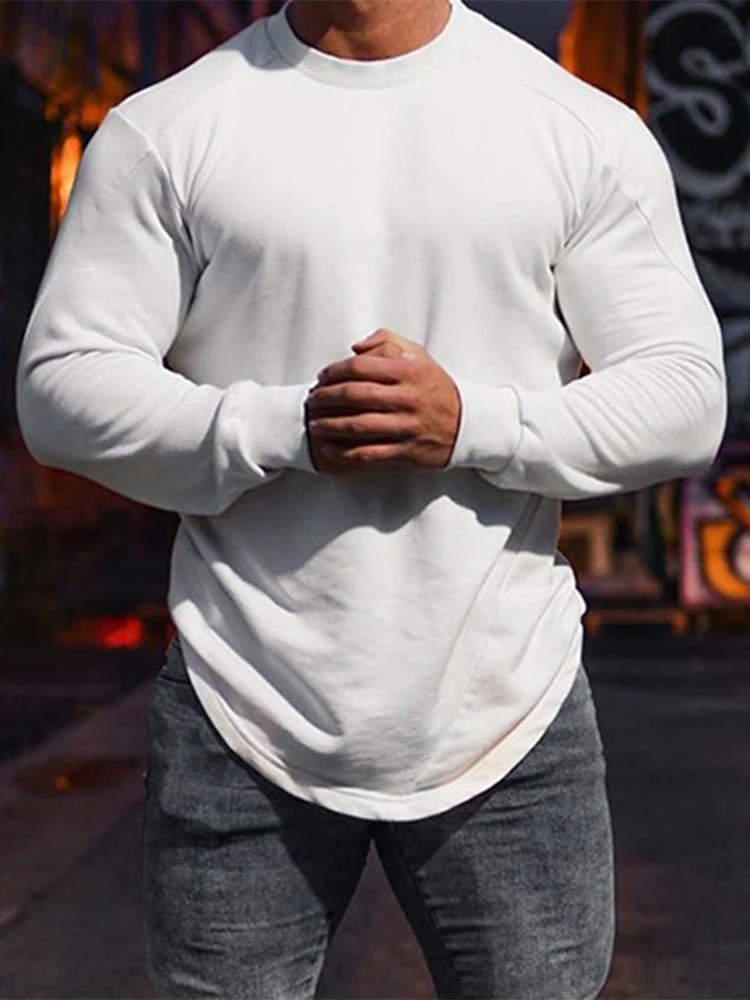 

Футболка мужская Базовая однотонная с круглым вырезом, весна-осень