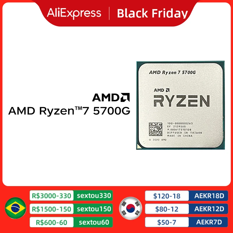 

AMD Ryzen 7 5700G R7 5700G 3,8 ГГц Восьмиядерный 16-поточный процессор 65 Вт L3 = 16M 100-000000263 разъем AM4 новый, но без вентилятора