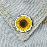 friday sunflower printed pin custom funny brooches shirt lapel bag cute badge cartoon enamel pins for lover girl friends