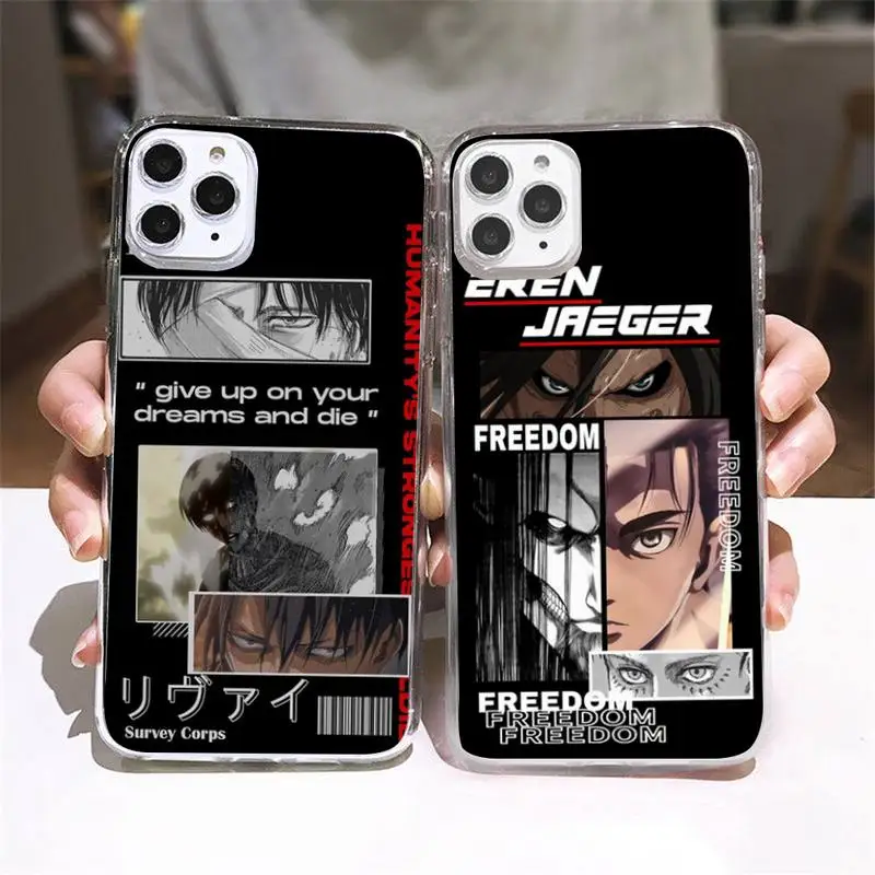 

Attack on titan Phone Case For iPhone 13 12 11 Pro XS Max XR X Mini 6 7 8 Plus Soft TPU Silicone Back Cover Clear Phone Case