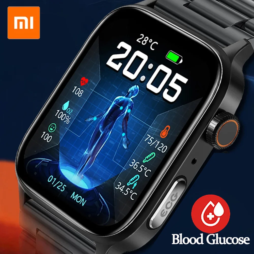 

Новинка 2023, неинвазивные Смарт-часы с функцией измерения ЭКГ и ППГ для определения уровня сахара в крови, умные часы для мужчин с поддержкой Bluetooth, пульсометром, тонометром