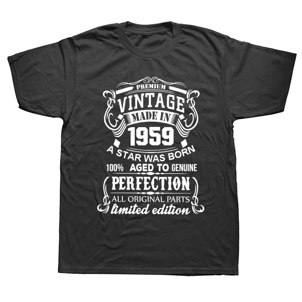

Made Vintage In 1959 T-shirts Men Dad Father Short Sleeve 63 Years Old Birthday Gift T Shirt Cotton Streetwear Hip Hop Tops