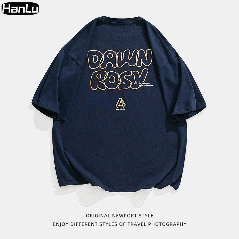 

Men's Summer Cotton T-shirt Round Neck Short Sleeve Women's Letter Printing Loose Couple Top T-shirt New Style