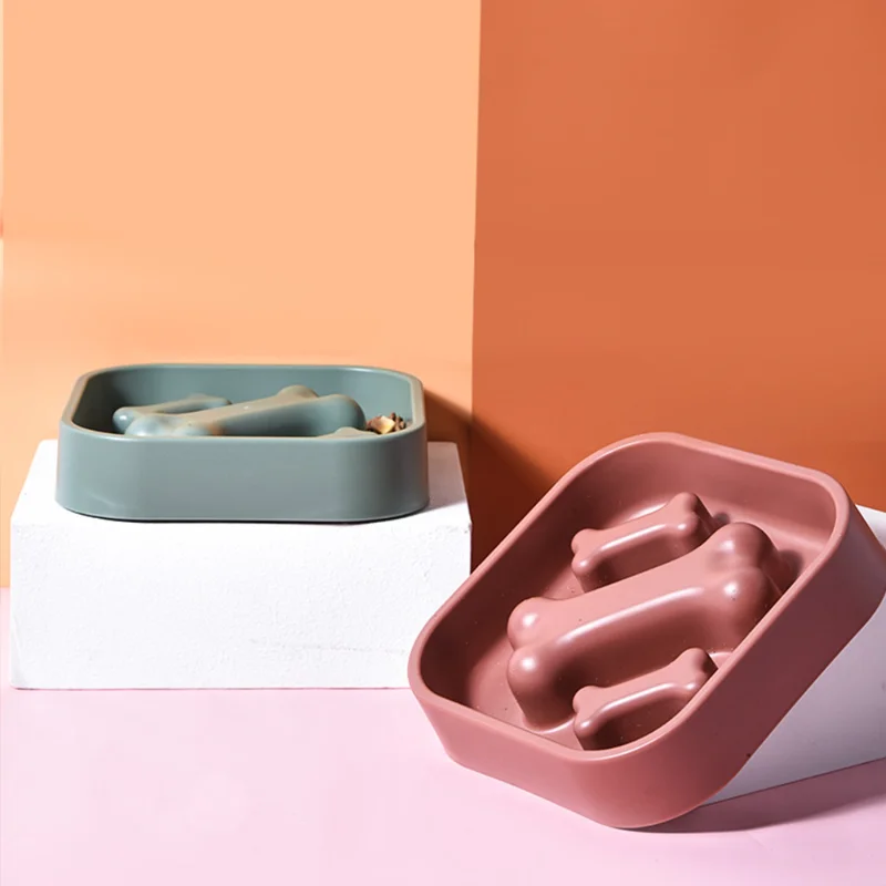 

Large-capacity Drop Resistance Storage Holder Eat Slow Dog Bowl Bone Design Anti Choke HIPS Anti-turnover Pet Feeder For Puppy