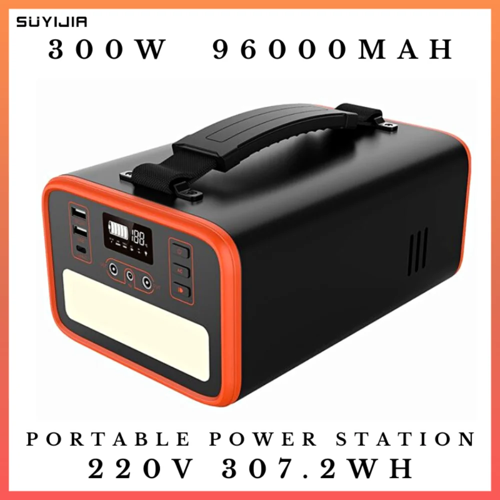 

300W Portable Power Station 220V Pure Sine Wave 96000mAh AC Outlet Type C PD 65W Bidirectional Charging Solar Generator