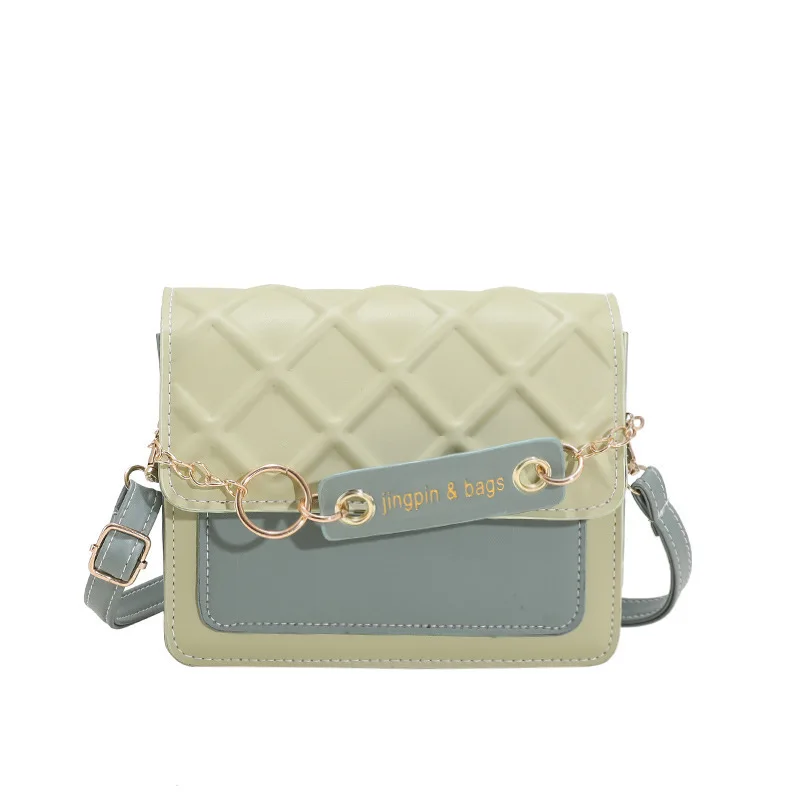 Fashion Small Square Bag 2023 Lingge Color Matching Retro Texture Western Style One Shoulder Messenger Women's Crossbody Bag