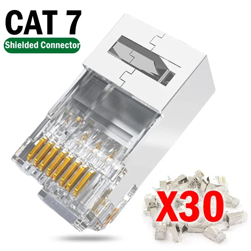 10-30 шт., экранированный разъем RJ45, CAT7 CAT6 CAT5e