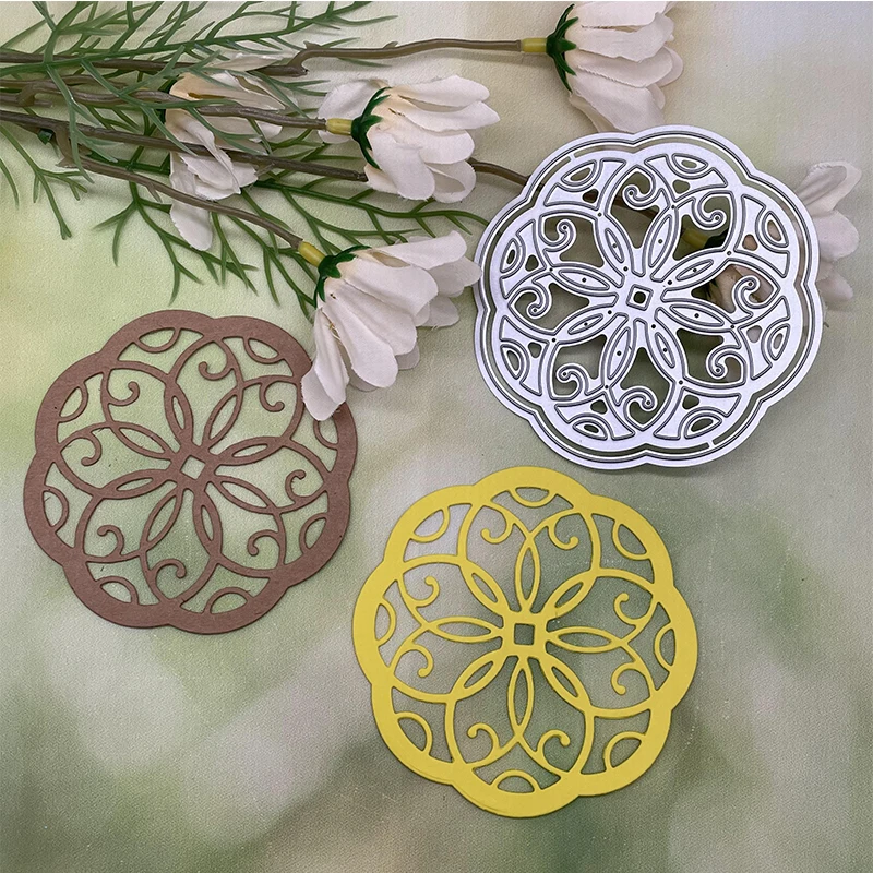 

2 шт. цветок круглая рамка металлические трафареты штампы трафареты для «сделай сам» Скрапбукинг декоративное тиснение ручная работа штамповочный шаблон