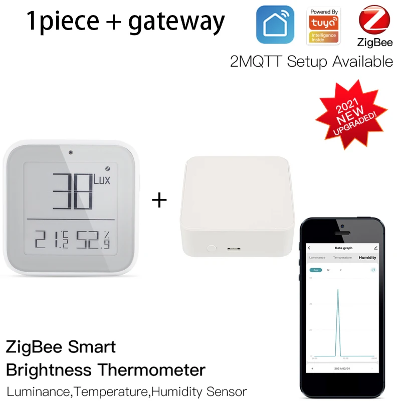 

Датчик температуры и влажности Zigbee Tuya, детектор температуры и влажности в режиме реального времени, чувствительный к светильнику, с дистанц...