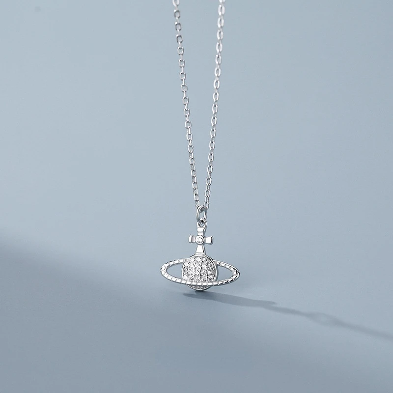 

S925 Surrounding Planet Necklace Korean Version of The Niche Design Sense Diamond-studded Clavicle Chain Women