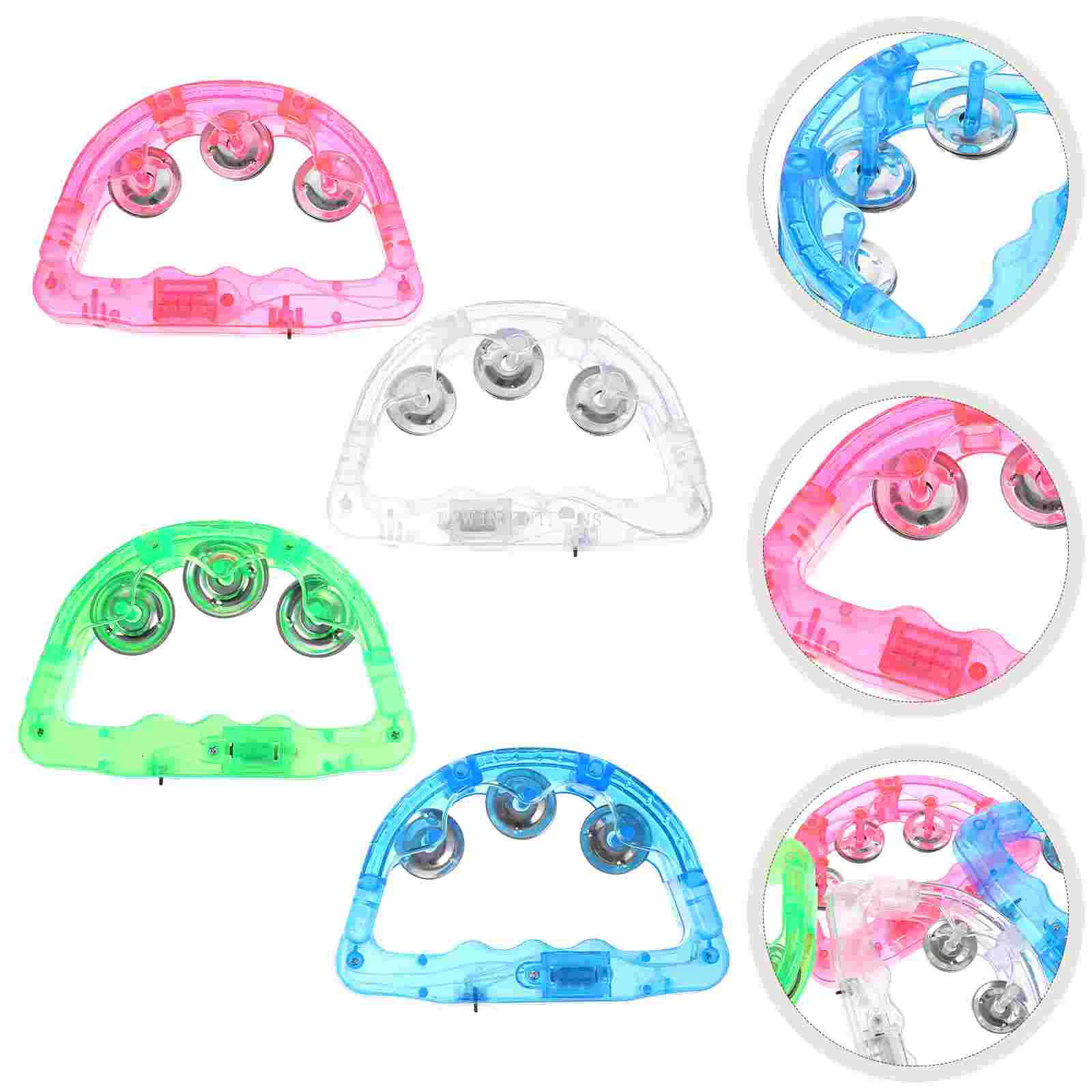 

8 Pcs Flash LED Light Tambourine Baby Rattles Percussion Flashing Handbell Plastic Party Infant Toys