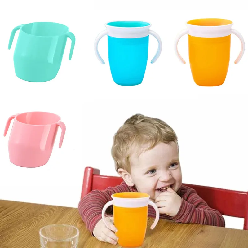 

2 Styles Baby Learning Drinking Cup with Double Handle Flip Lid Oblique Mouth Leakproof Cup Kids Infant Water Feeding Cups
