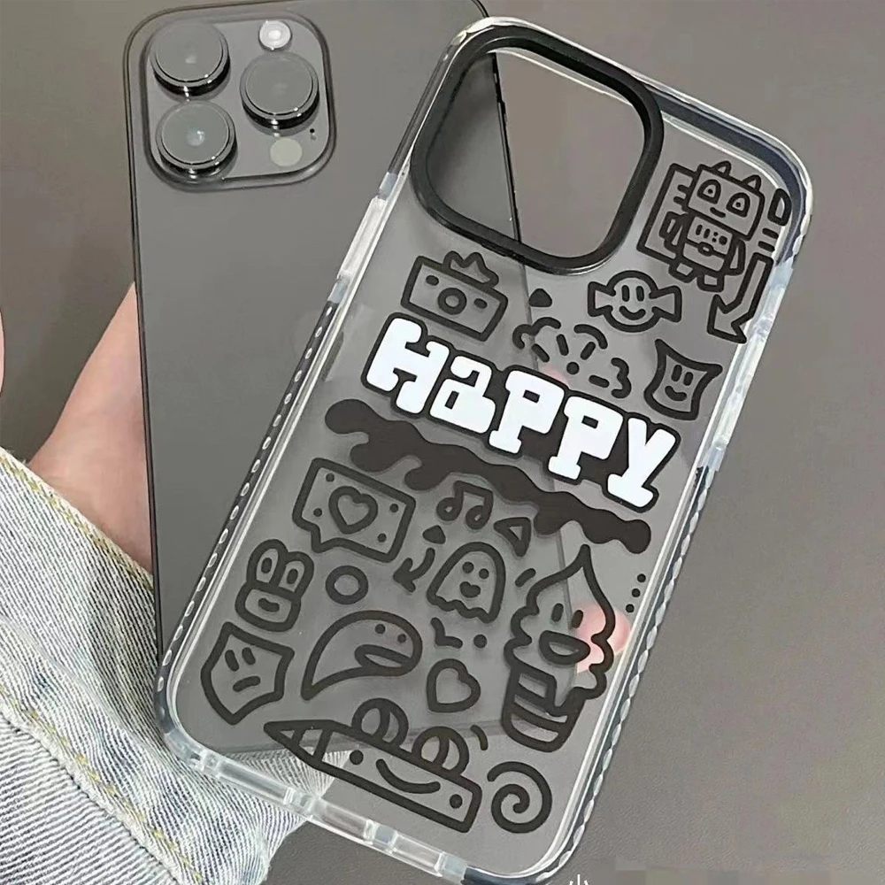 

Coque Iphone 13 Cartoon Marker Pen Graffiti Phone Case for IPhone 13 11 12 14 Pro XR XS MAX 8 X Plus SE 13 Pro Happy Covers