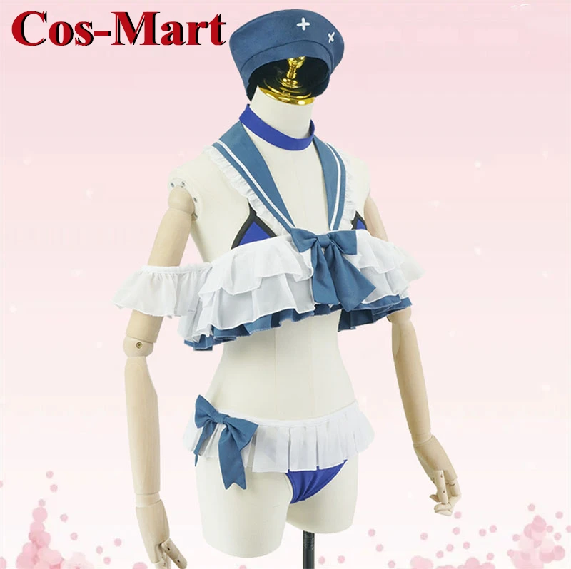 Cos-Mart аниме Vtuber Hololive Minato Aqua косплей костюм милый купальник бикини для активного