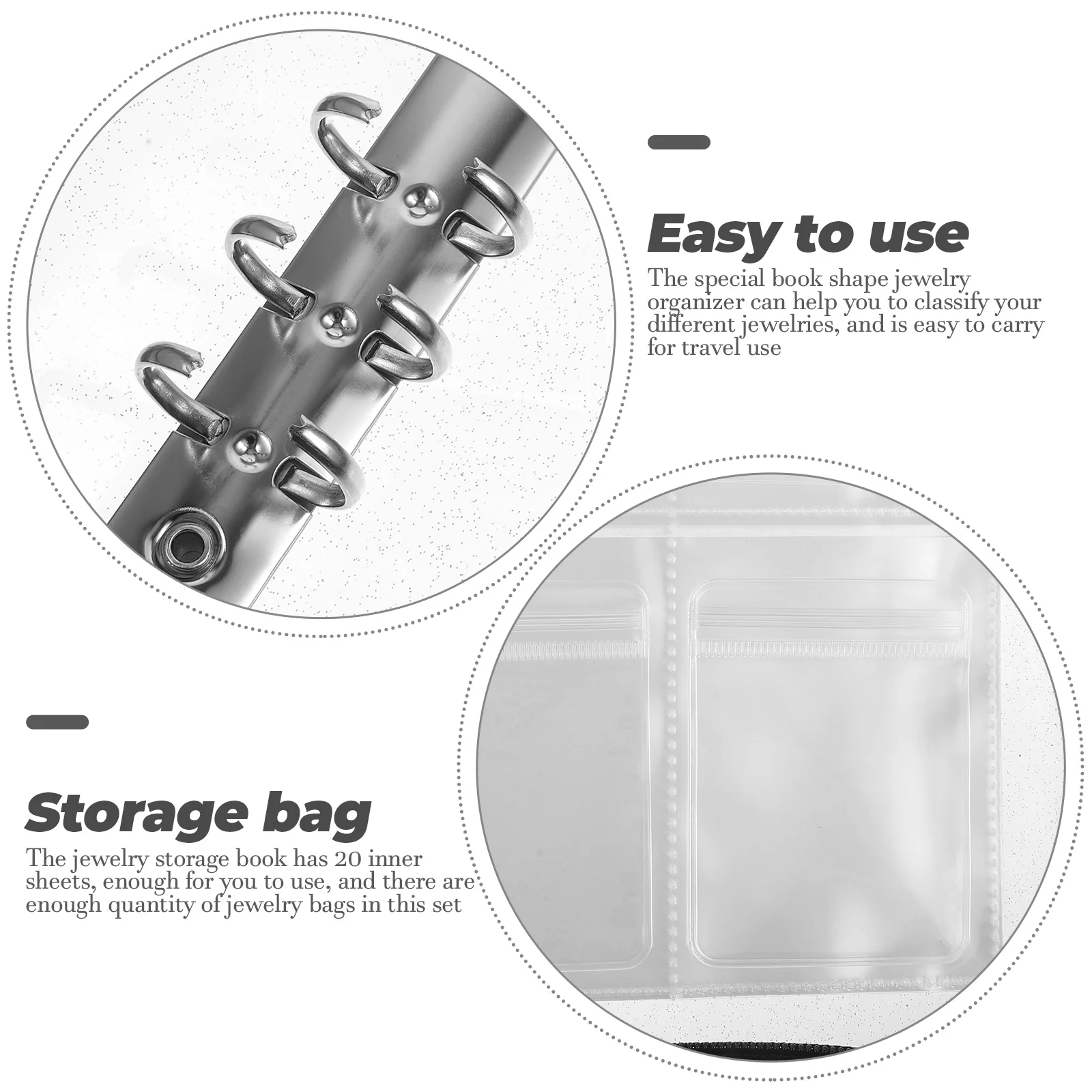 Jewelry Book Organizer Storage Container Album Pockets Portable Necklace Travel Clear Rings Holder Anti Binder Case Transparent