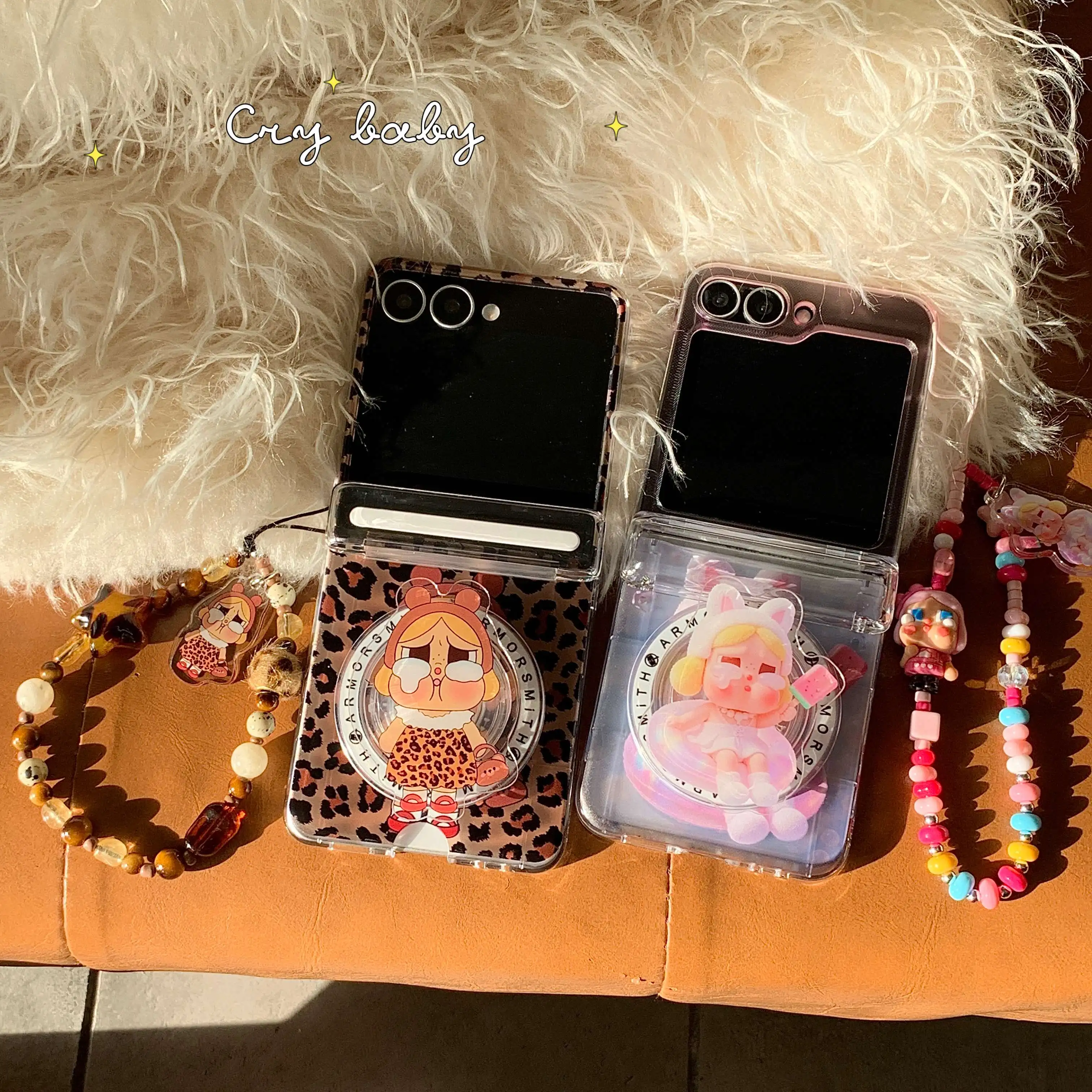 Фото Магнитный чехол для телефона Kawaii Cry Girl с слотом для карт для Samsung Galaxy Z Flip7 Flip6 flip5 4 3, чехол для держателя Magsafe, милый чехол №4