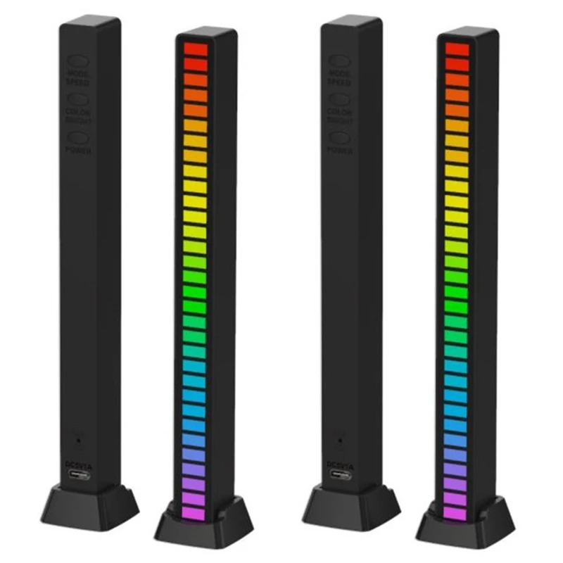 

2 шт., светодиодные лампы RGB с голосовым и звуковым управлением, 32 бита