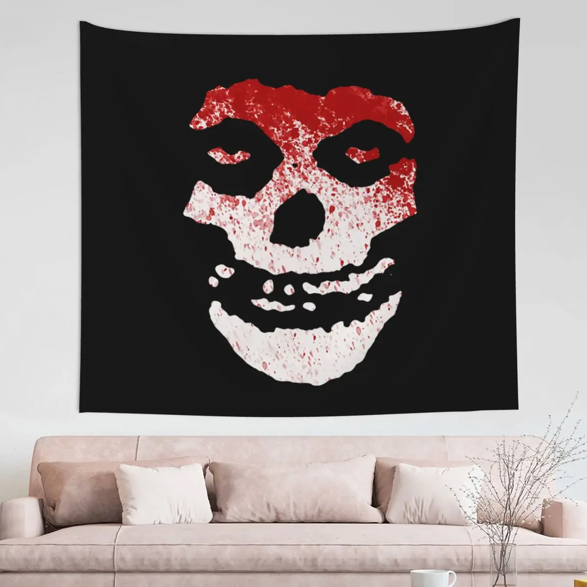 

The Crimson Ghost Skull Blood Misfits Tapestry Wall Hanging Printed Polyester Tapestries Art Blanket Room Decor Tapiz