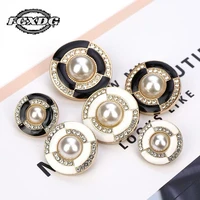 10pcslot rhinestone pearl buttons for clothing sewing supplies and accessories fashion womens coat buttons balck metal buttons