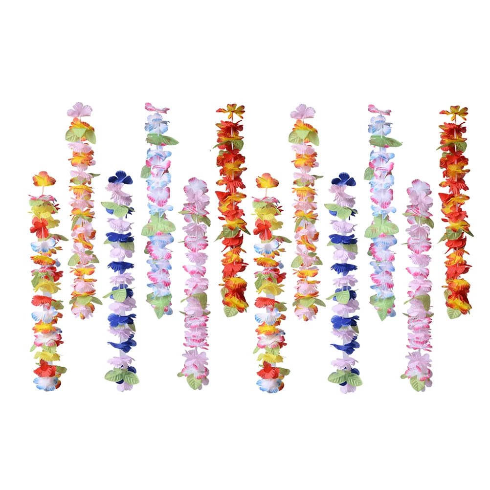 

12Pcs Colorful Garland Ornament Adults Hawaiian Wreath Luau Party Leis Decor
