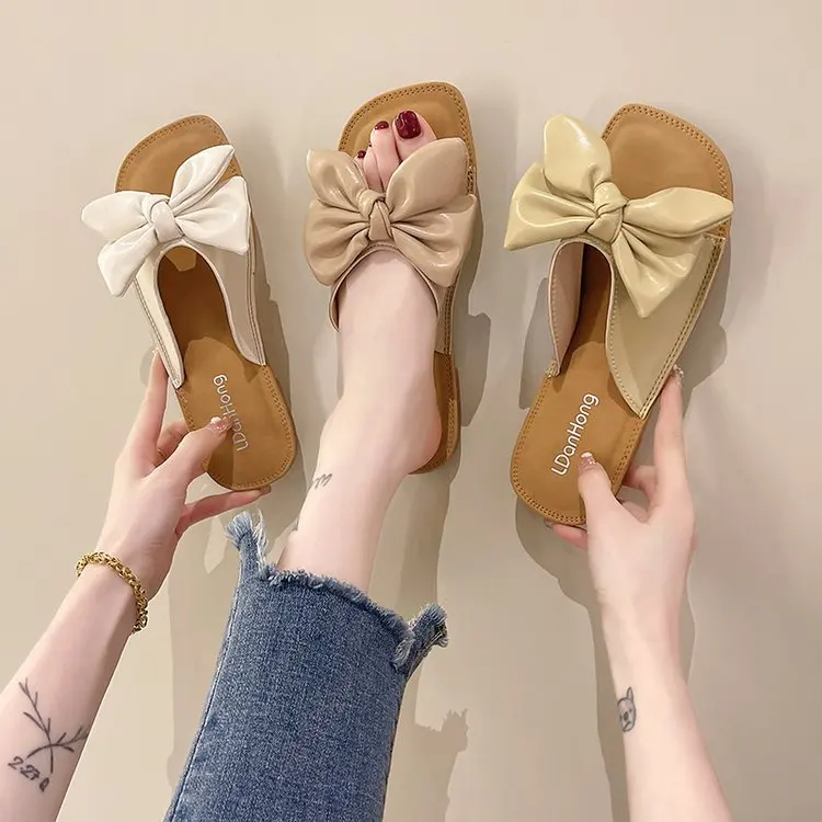 

Butterfly-Knot Low Hoof Heels PU Basic Fabric Butterfly-knot Rubber Butterfly-Knot Low Butterfly-knot Fabric Basic PU Hoof Heels