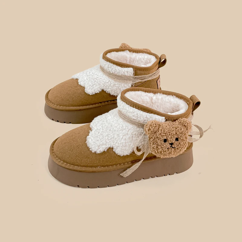 Amy and Michael Kawaii/мультяшная обувь с медведем женские массивные зимние ботинки ручной