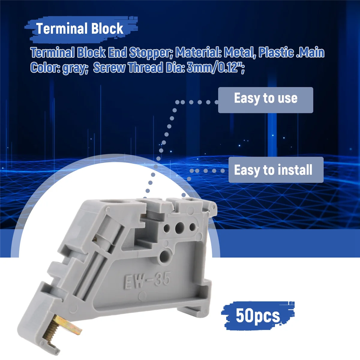 50 шт. 35 мм концевые зажимы для клеммной колодки DIN Rail