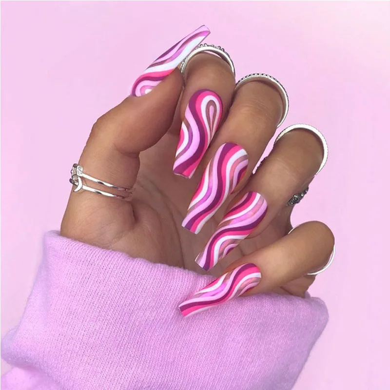 

24pcs/Set Pop Art Sense Fake Nails Full cover DIY Nail Decoration Stylish Elegant Artificial Nail Tips Press On Nails