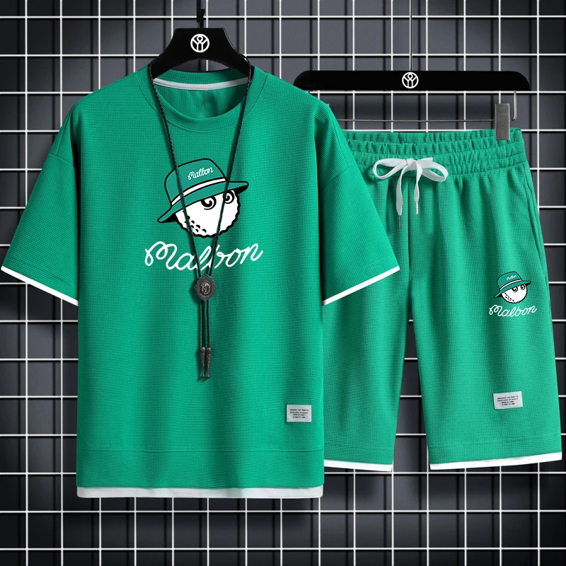 Golf Men's Sets Fashion Korean Tracksuit Men Short Sleeve T Shirts+Sport Shorts Suit Men Casual Men Clothing Mens Joggers Sets