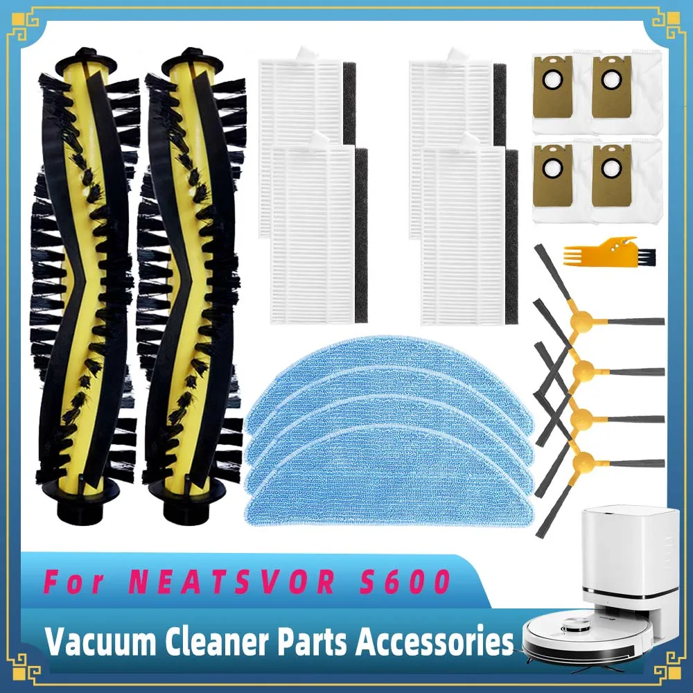 

For NEATSVOR S600 Robot Vacuum Cleaner Replacement Spare Parts Accessories Main Brush Side Brush Hepa Filter Mop Pad Dust Bag