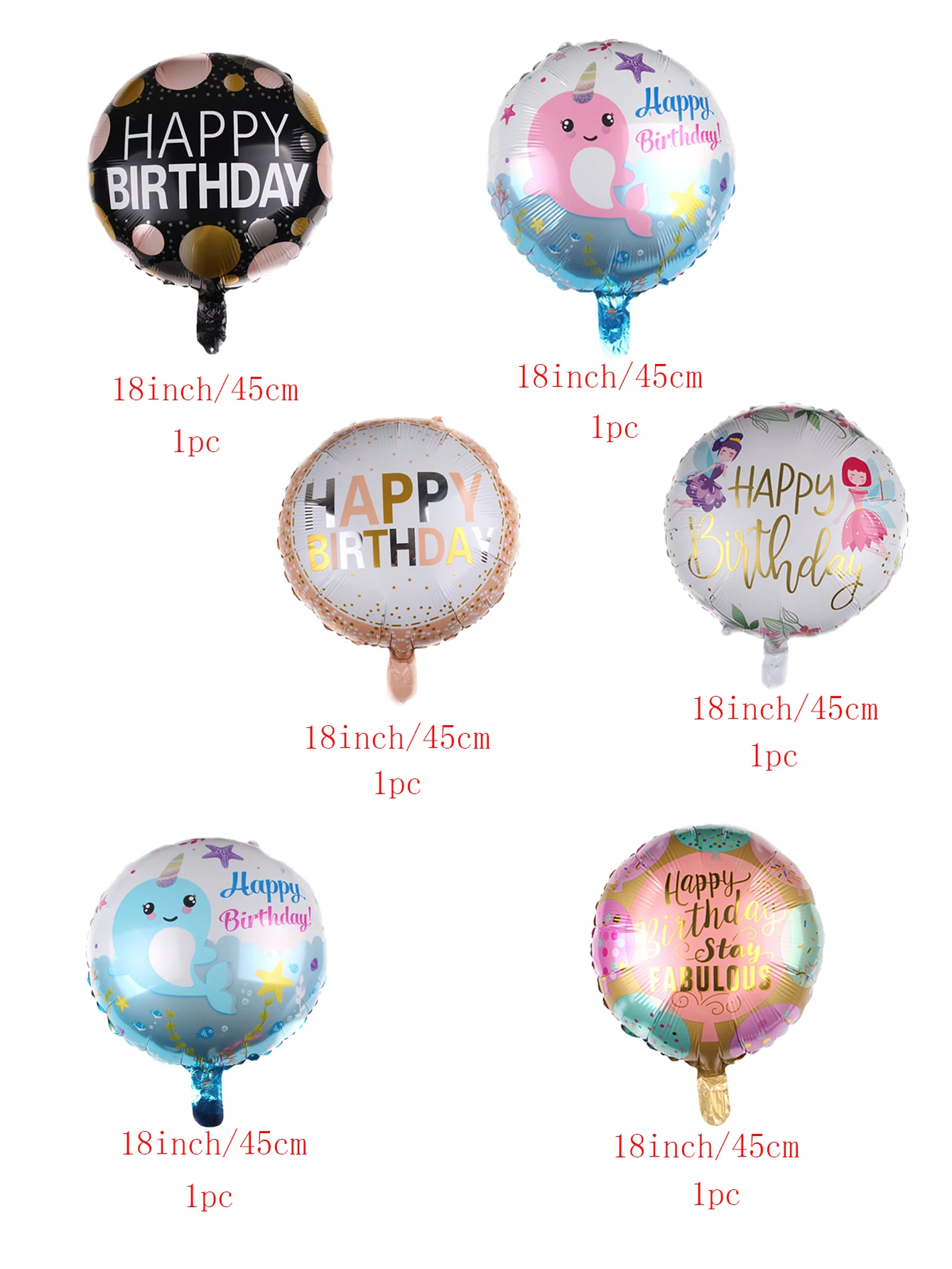 

Фольгированные шары в виде круглых шариков на день рождения, диагональ 18 дюймов, украшения для дня рождения, 6 шт./партия