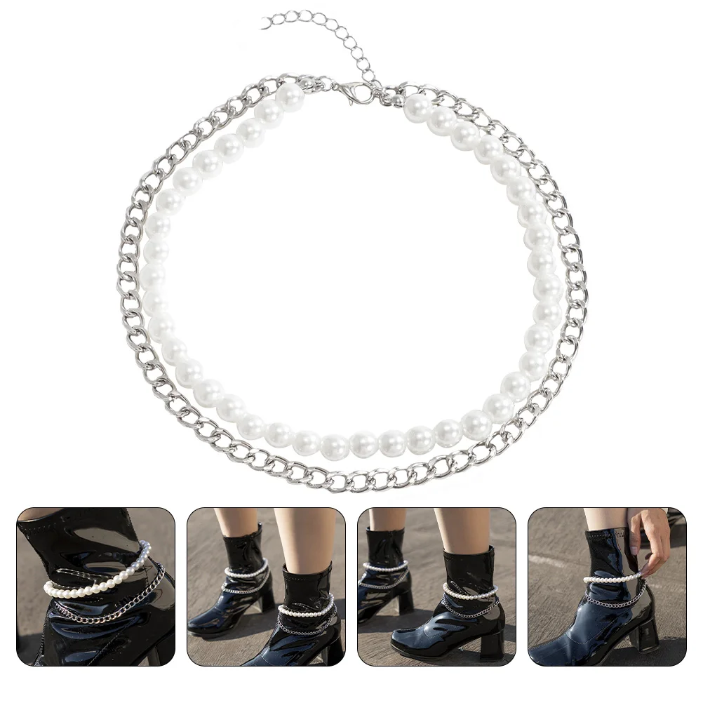 

1 Pair 2-layer Shoe Chains Pearl Modeling Shoe Chains Fashion Accessories