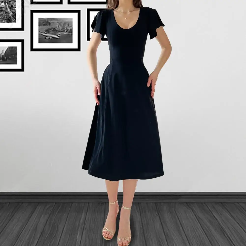 

Popular Summer Dress Mid-rise Breathable Lady Summer Casual Loose Hem Dress Colorfast Party Dress Daily Clothing