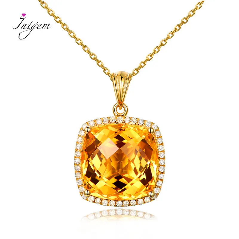

Temperament Yellow Crystal Zircon Square Pendant Necklace for Women 18K Gold Plated Collar Chain Party Jewelry Birthday Gift