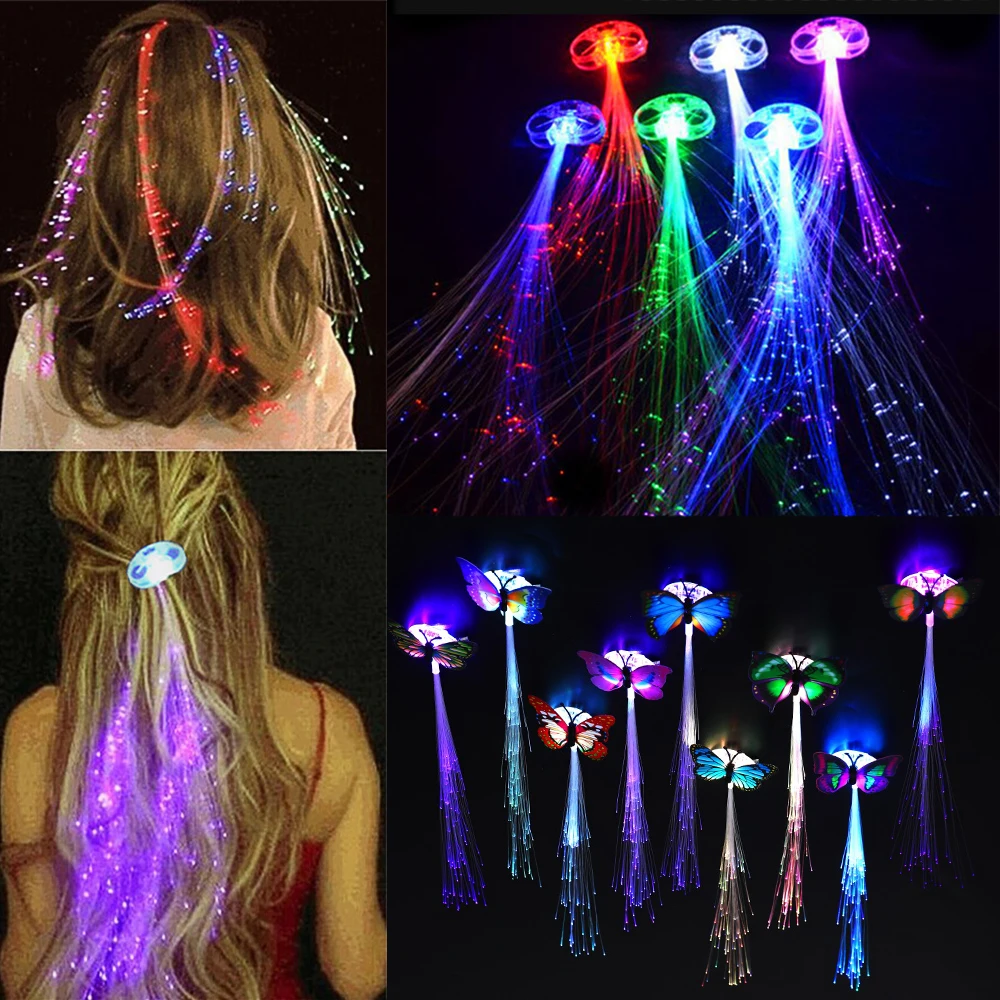 Ful Led Luminous Glitter Wig Hair Braid Clip Hairpin Display Halloween Wedding Birthday Party Decoration Baby Shower