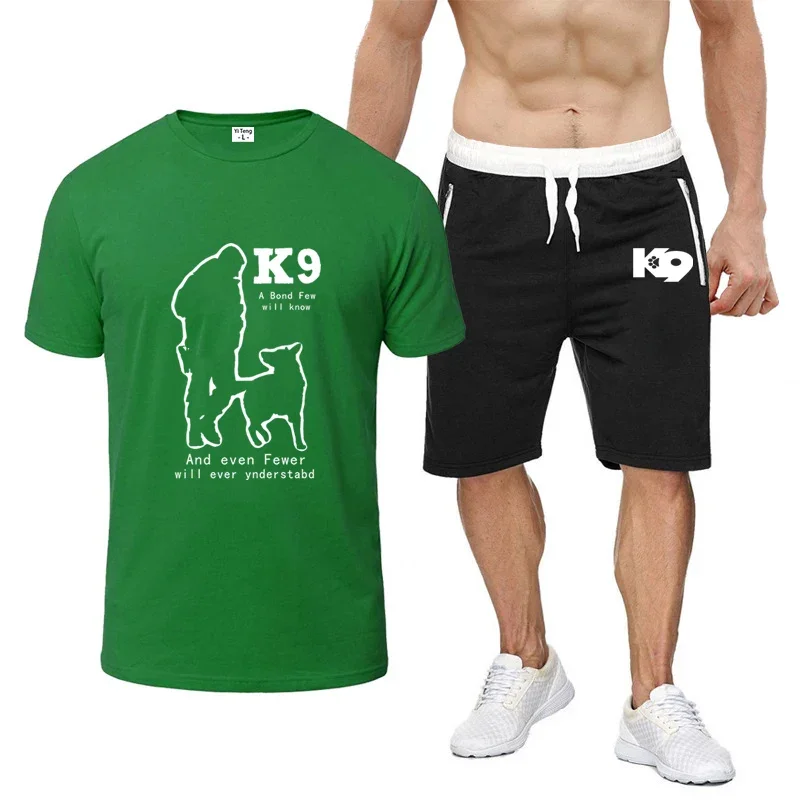

TRAINER K9 Team K9 Unit Malinois Summer Men's Leisure Comfortable New Eight Color Short Sleeved Suit Casual T-shirt Solid Color
