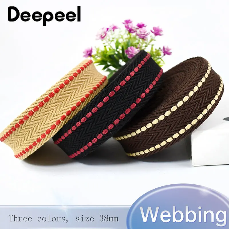 

2/5/10Meters 38mm Cotton Webbing Tape Canvas Decor Ribbon Bag Backpack Strap Clothes Belt Band DIY Sewing Material Accessories