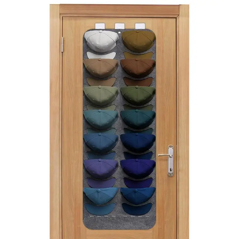 

Wall Mount Baseball Hat Rack Floating Hat Storage Organizer With 14 Pockets Home Organization And Storage Over Door Hats Display
