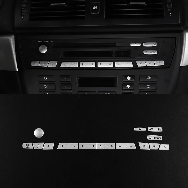 

For BMW 2006-2010 X3 Central Control CD Button Sticker Silver 14pcs