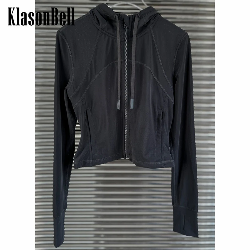 

7.20 KlasonBell Fashion Hooded Drawstring Zipper Thin Sun Protection Jacket Women