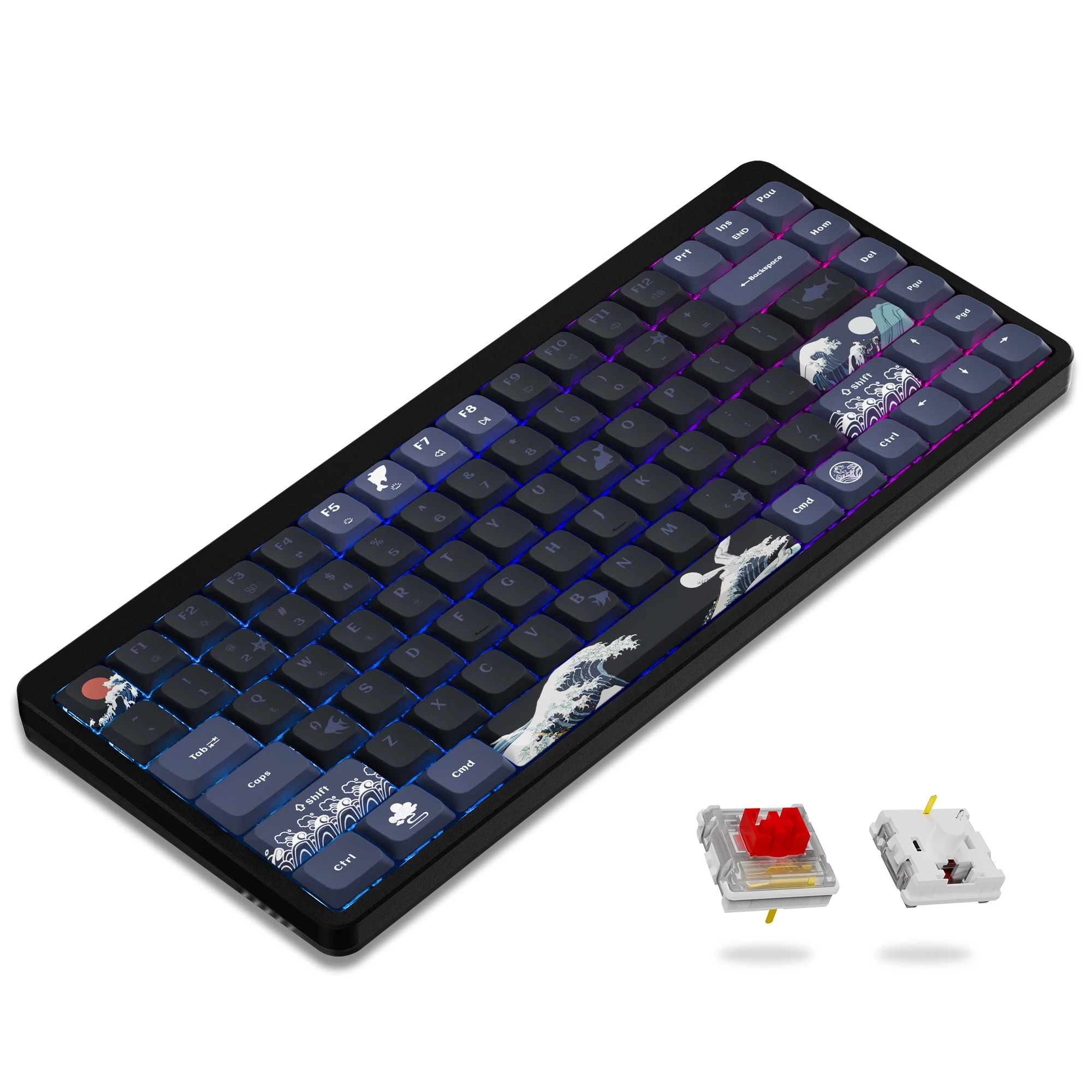 Bluetooth/2.4ghz/wired Tri-mode 84 Keys Rgb Backlit Gaming Keyboard For Win Mac
