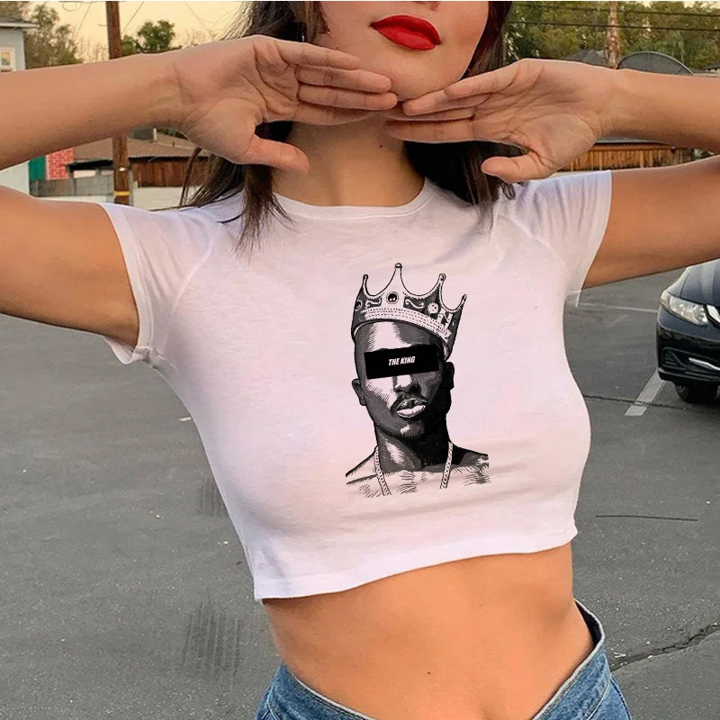 Кроп-топ Tupac 2pac женская футболка 2022 ulzzang повседневная одежда в стиле Харадзюку