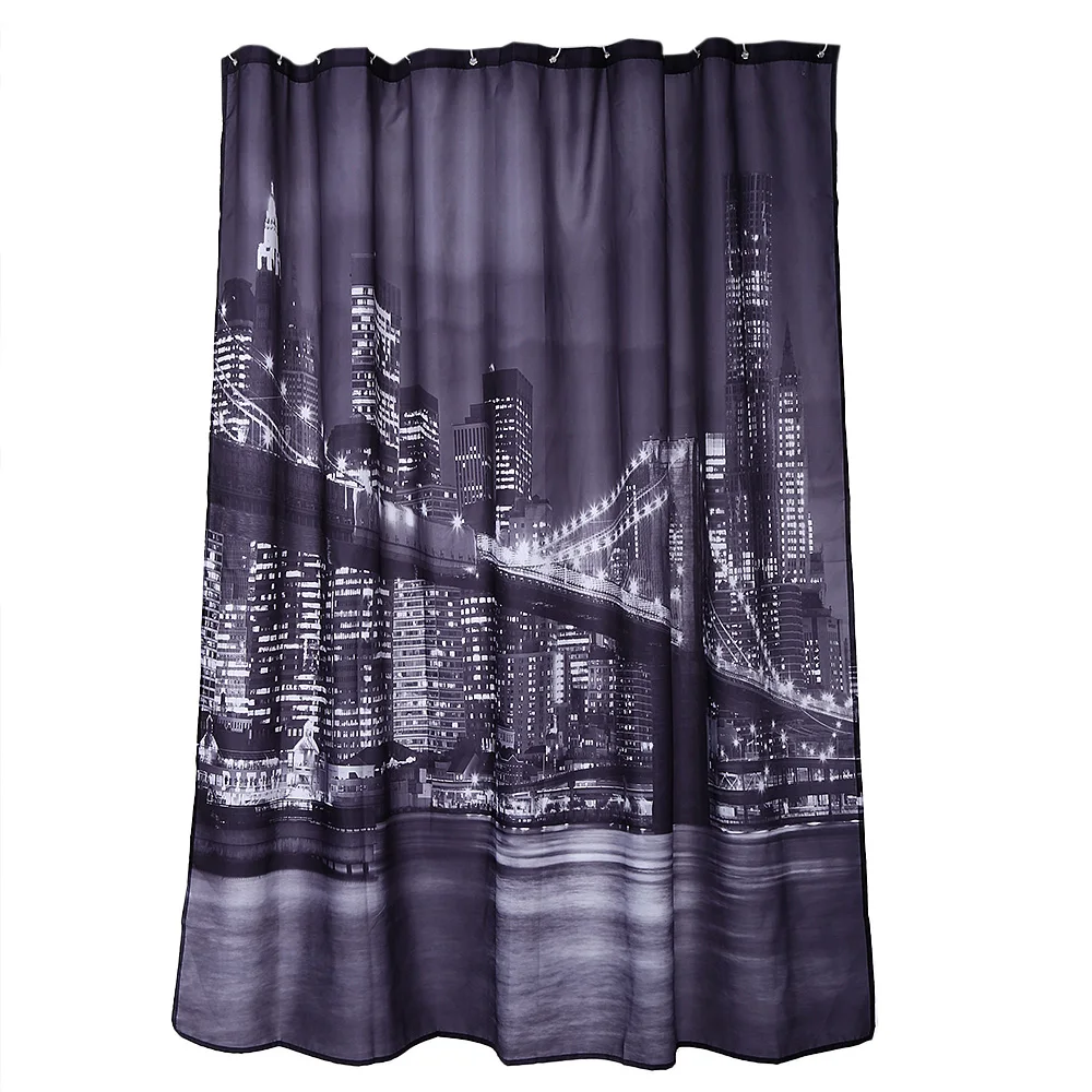 

2019 Original 1.8m x 1.8m Shower Curtain City Night View Pattern Waterproof Polyester Bathing Shower Curtain Bathroom Decor