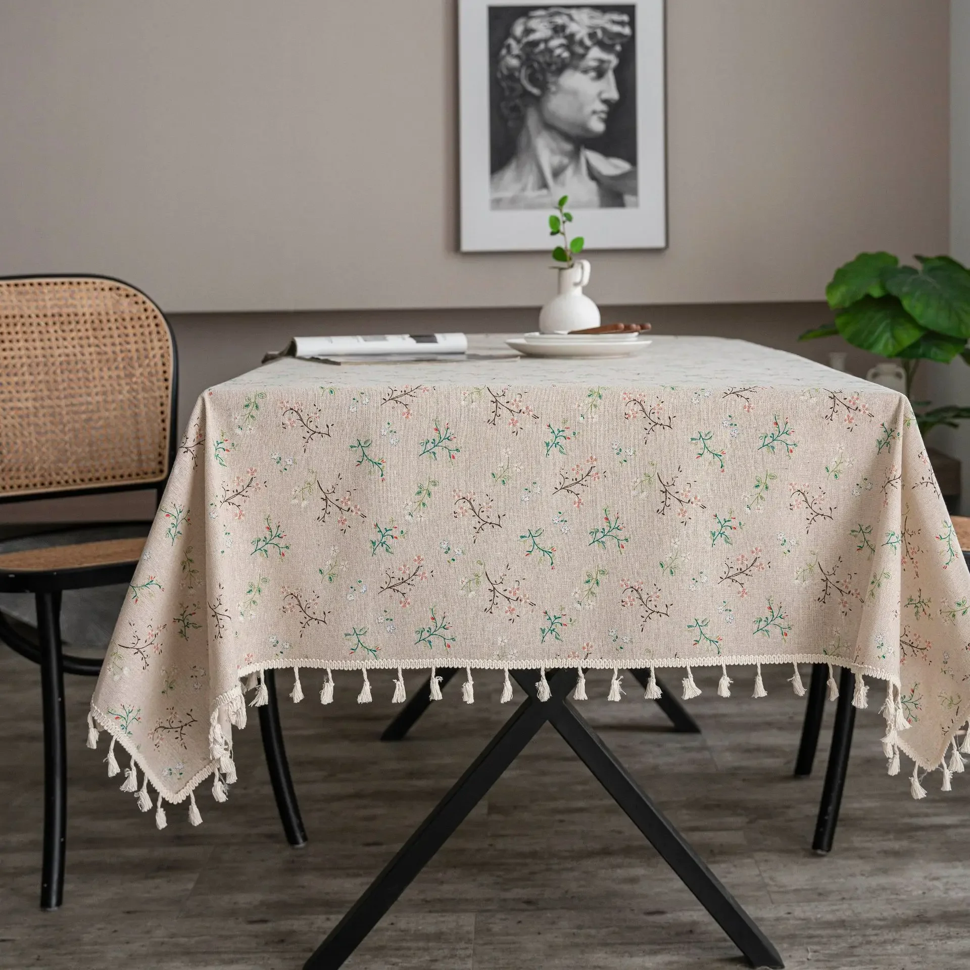 

Simple and Fresh Cotton and Linen Printed Dining Table Cloth Tablecloth Household Coffee Table Dustproof Cover