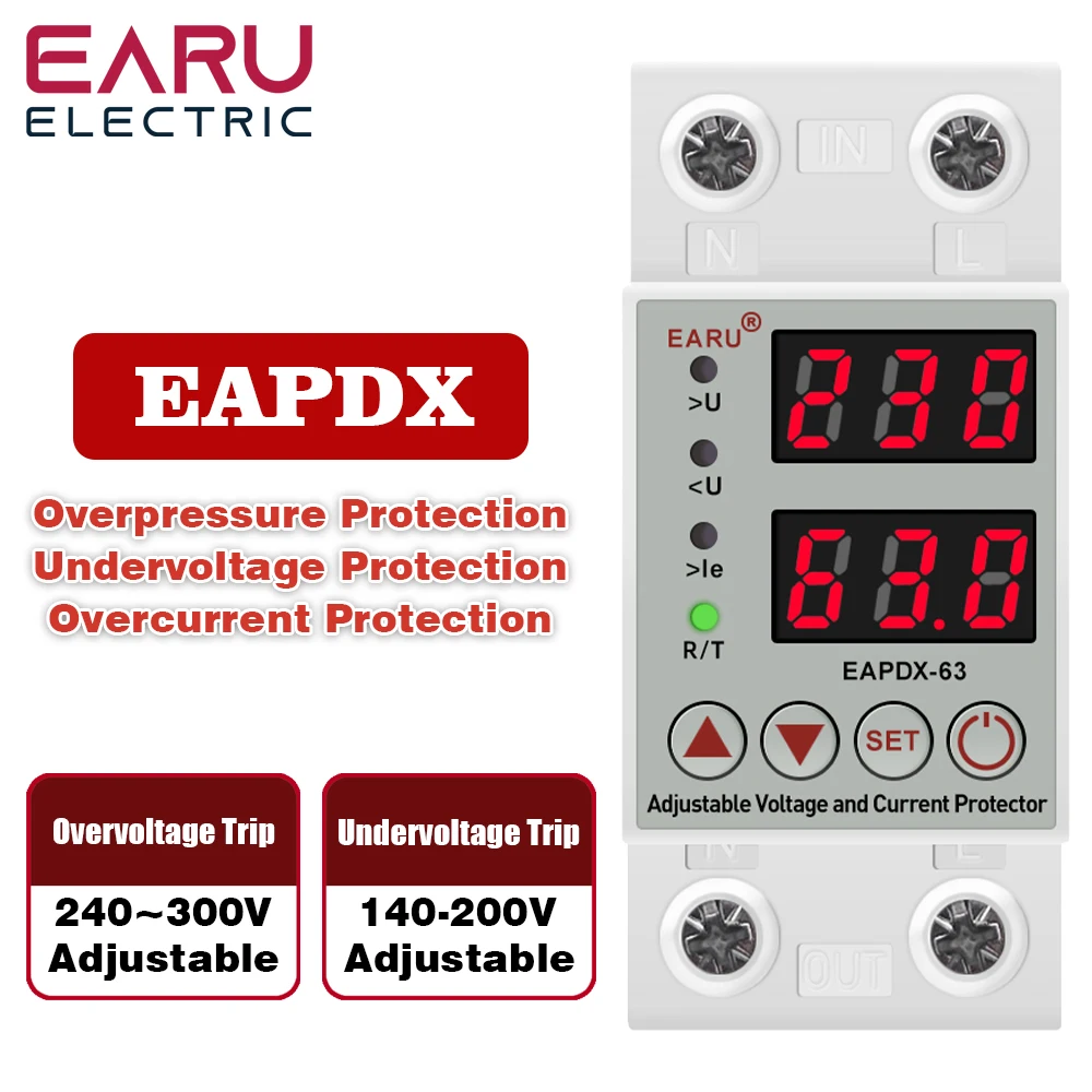 Реле напряжения EARUELECTRIC 220В для DIN-рейки