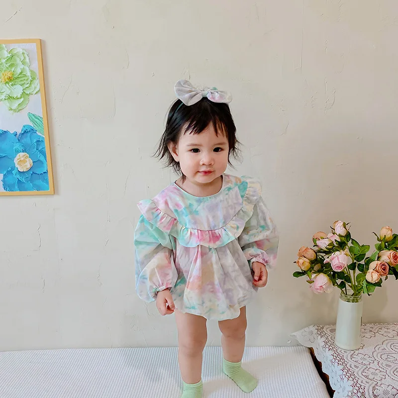 

RiniKinda Newborn Baby Girls Romper Dress Fashion Baby Clothes Cotton Ruffle Autumn Toddler Girls Jumpsuit Outfits Clothing
