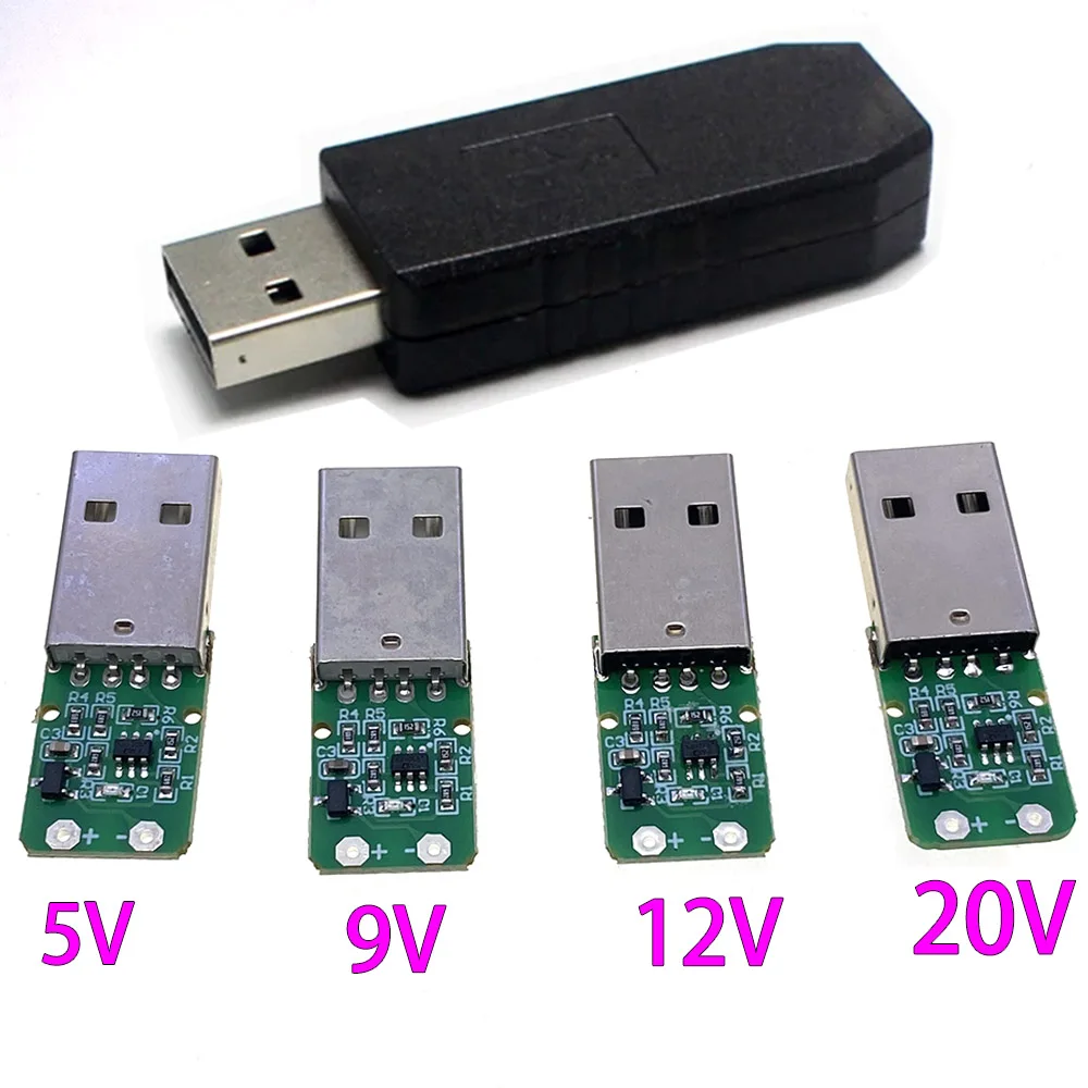 Фото 1 шт. QC до 5 В, 9 В, 12 В, 20 В, модуль питания USB 2,0 QC2.0/3.0, триггерная плата, индукционный кабель, штекерный разъем с корпусом №1