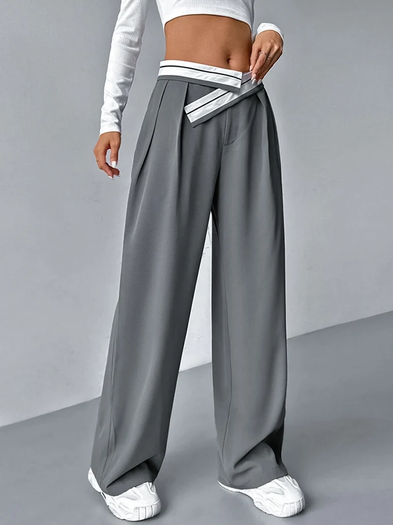 Женские повседневные брюки DGLUKE 2024 свободные женские длинные с высокой талией и