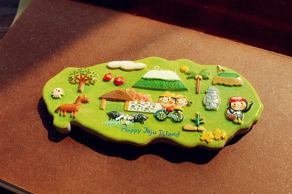 

Туристический сувенир в острова Чеджу, корейский Южный туризм, 3D резиновый магнит на холодильник, ремесло, украшение для дома