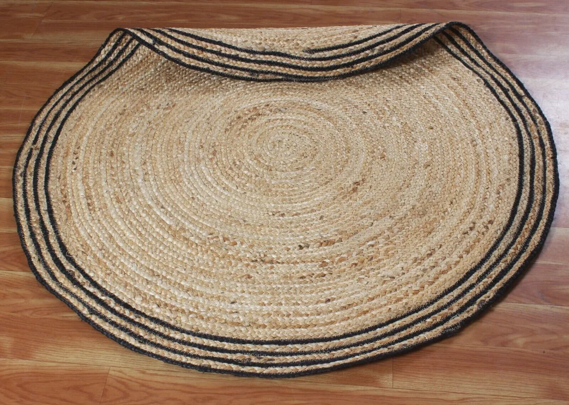 Rug round 100% Natural Jute Style Braided Carpet Reversible Area rug For Gifts